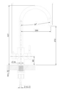 Смеситель для кухни Agger Zest A0700744 с каналом питьевой воды, матовый черный